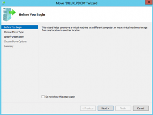Asistente para "Move" de una VM en Hyper-V 3 de Windows Server 2012.