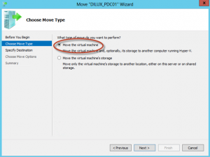 Asistente para "Move" de una VM en Hyper-V 3 de Windows Server 2012.