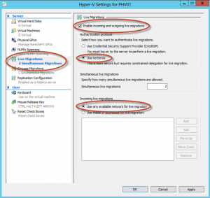 Opciones de Live Migration en Hyper-V 3 de Windows Server 2012.