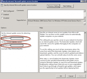GPO para implementación masiva de política de centralización de updates a través de WSUS 3.0 en Windows Server 2008 R2