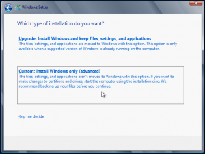 Instalación de Windows Server 2012. Elección de tipo de instalación.