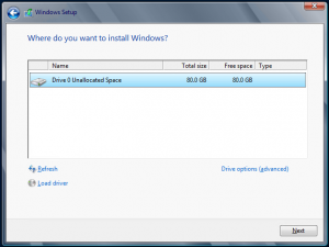 Instalación de Windows Server 2012. Configuración de partición.