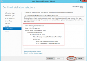 Instalación de Rol "Active Directory Domain Services" en Windows Server 2012. Resumen y comienzo de instalación.