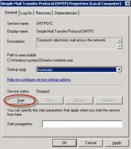 Ilustración 14 – Inicio del servicio SMTP.