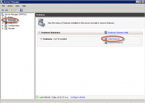 Ilustración 2 – Features de Server Manager en Windows Server 2008 R2.
