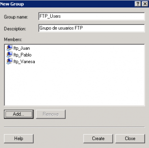 Usuarios del grupo FTP_Users para IIS 7.5.