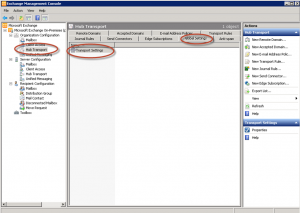 Configuración de Organización - Opciones de Transporte en Exchange 2010