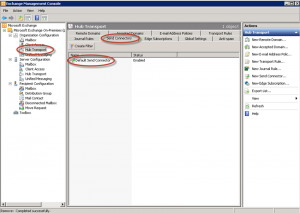 Configuración de Organización - Conector de Envío en Exchange 2010