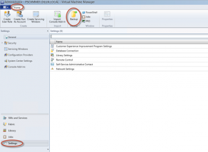 Ilustración 1 – Settings – Home para hacer backup en el System Center Virtual Machime Manager 2012 SP1 Beta.