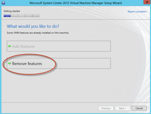 Ilustración 6 – Asistente de desinstalación de System Center Virtual Machine Manager 2012 SP1 Beta.