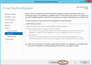 Ilustración 12 – Asistente para Instalación de Rol Hyper-V en Windows Server 2012. Configuración de Live Migration.
