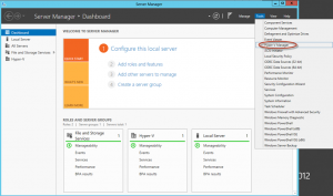 Ilustración 1 – Hyper-V Manager en Windows Server 2012. Acceso a la consola.