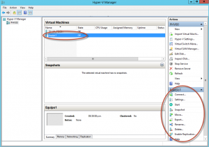 Ilustración 12 – Hyper-V Manager en Windows Server 2012. Creación de un equipo virtual.