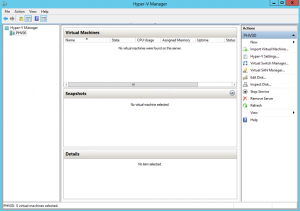 Ilustración 2 – Hyper-V Manager en Windows Server 2012. Acceso a la consola.