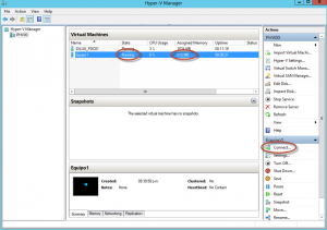 Ilustración 20 – Hyper-V Manager en Windows Server 2012. Conexión con un Equipo Virtual (visualización).