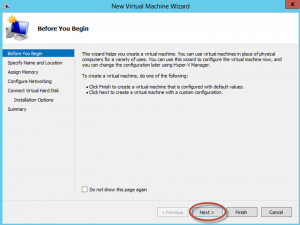 Ilustración 4 – Hyper-V Manager en Windows Server 2012. Creación de un equipo virtual.