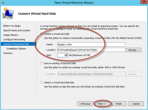 Ilustración 9 – Hyper-V Manager en Windows Server 2012. Creación de un equipo virtual.