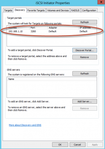 Ilustración 24 – iSCSI Initiator. Configuración del Equipo Remoto.