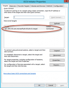 Ilustración 25 – iSCSI Initiator. Configuración del Equipo Remoto.