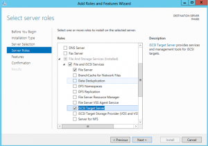 Ilustración 4 – Agregar Roles y Features de Windows Server 2012: Asistente para instalación de iSCSI Target Server.