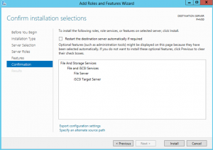 Ilustración 6 – Agregar Roles y Features de Windows Server 2012: Asistente para instalación de iSCSI Target Server.