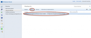 Ilustración 10 - Consola de Administración de Windows Intune. Administración de Directivas de Agente de Windows Intune.