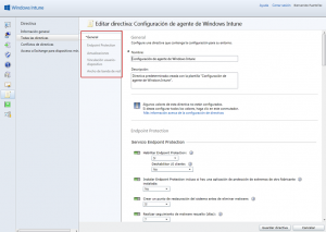 Ilustración 11 - Consola de Administración de Windows Intune. Administración de Directivas de Agente de Windows Intune.