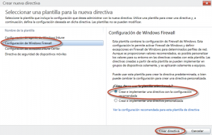 Ilustración 12 - Consola de Administración de Windows Intune. Administración de Directivas de Windows Firewall.