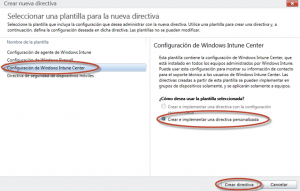 Ilustración 14 - Consola de Administración de Windows Intune. Administración de Directivas de Windows Intune Center.