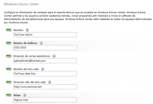 Ilustración 16 - Consola de Administración de Windows Intune. Administración de Directivas de Windows Intune Center.