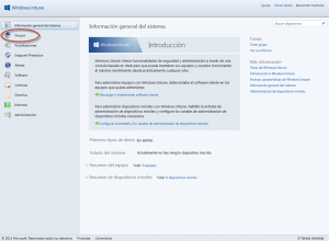 Ilustración 20 - Consola de Administración de Windows Intune. Grupos de Usuarios y Equipos.