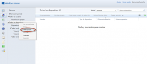 Ilustración 21 - Consola de Administración de Windows Intune. Grupos de Usuarios y Equipos.