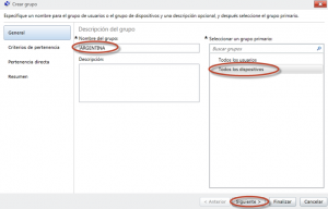 Ilustración 22 - Consola de Administración de Windows Intune. Grupos de Usuarios y Equipos.