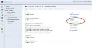 Ilustración 45 - Consola de Administración de Windows Intune. Portal de Windows Intune para la organización. Auto-vinculación de usuario al instalarse el software cliente.