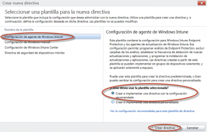 Ilustración 8 - Consola de Administración de Windows Intune. Administración de Directivas de Agente de Windows Intune.