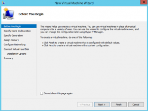 Ilustración 1 – Asistente de creación de Máquina Virtual en Windows Server 2012 R2: creación de equipo generación 2.
