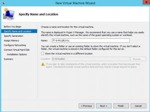 Ilustración 2 - Asistente de creación de Máquina Virtual en Windows Server 2012 R2: creación de equipo generación 2.