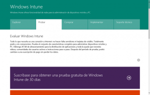 Ilustración 1 – Alta de suscripción Trial a través del Sitio Web de Windows Intune. Nótese que las imágenes pueden variar en su look & feel.