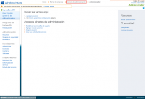 Ilustración 8 – Acceso a la Consola de Administración de Windows Intune.
