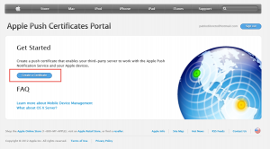 Ilustración 27 – Configuración de Dispositivos iOS para administrarlos a través de Windows Intune. Generación de Certificado Digital en el Portal de "Apple Push Certificate".