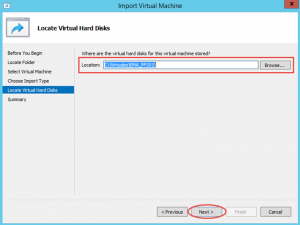 Ilustración 10 – Importación de Equipo Virtual en Hyper-V de Windows Server 2012.