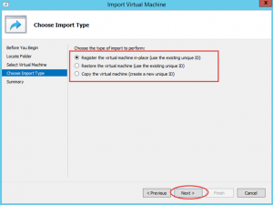 Ilustración 8 – Importación de Equipo Virtual en Hyper-V de Windows Server 2012.