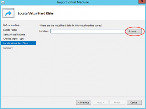 Ilustración 9 – Importación de Equipo Virtual en Hyper-V de Windows Server 2012.