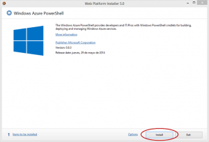 Ilustración 2 – Instalación de Microsoft Web Platform para Windows Azure PowerShell.