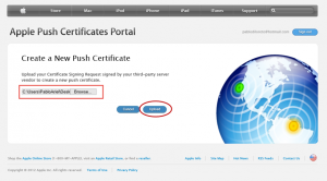Ilustración 29 – Configuración de Dispositivos iOS para administrarlos a través de Windows Intune. Generación de Certificado Digital en el Portal de "Apple Push Certificate".