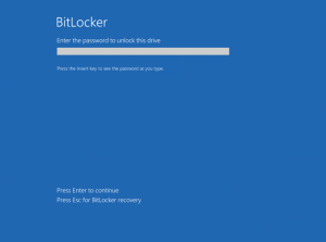 Ilustración 12 – Habilitación de BitLocker en Windows 8.1 Professional. Primer reinicio con la unidad iniciando la encriptación.
