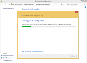Ilustración 3 – Habilitación de BitLocker en Windows 8.1 Professional. Verificación de Requisitos del Sistema.
