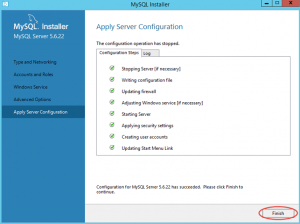 Ilustración 16 – Configuración de MySQL Server 5 en Windows Server | Ejecución de configuración seleccionada durante la instalación.