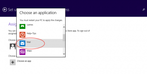 Ilustración 17 – Configuración de Acceso Asignado (Kiosk Mode) en Windows 8.1 | Configuración de aplicación para el usuario local.