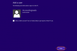 Ilustración 8 – Configuración de Acceso Asignado (Kiosk Mode) en Windows 8.1 | Creación del Usuario Local.